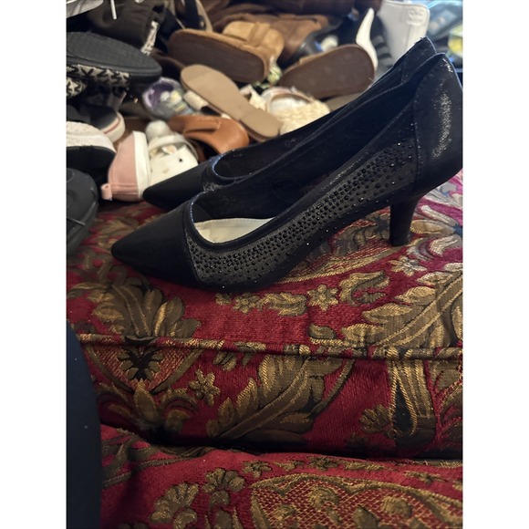 Anne Klein iflex Comfort Pumps Kitten Heal Sparkle Rhinestones Evening Shoes 7 - Picture 3 of 5